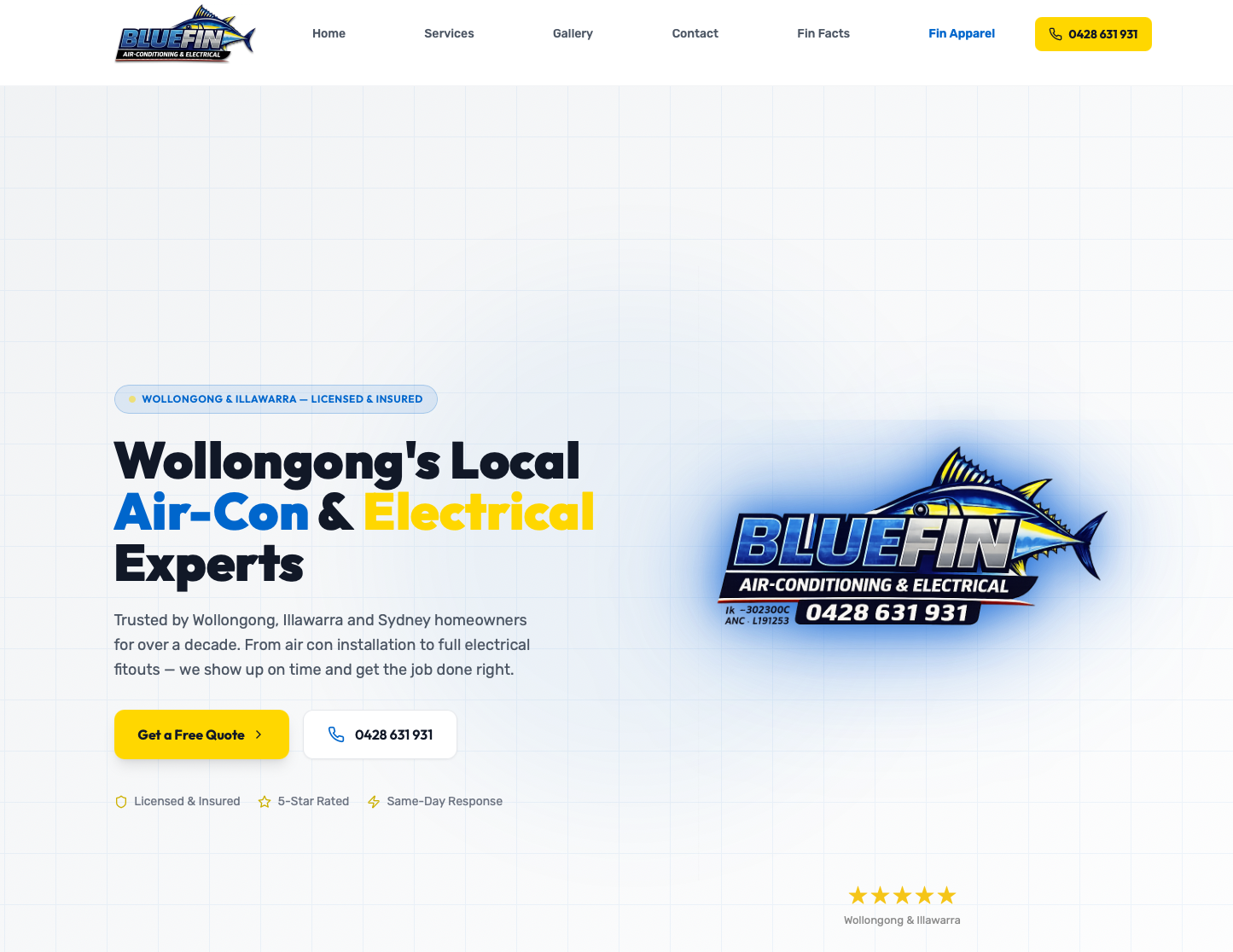 Bluefin Air-Conditioning & Electrical website