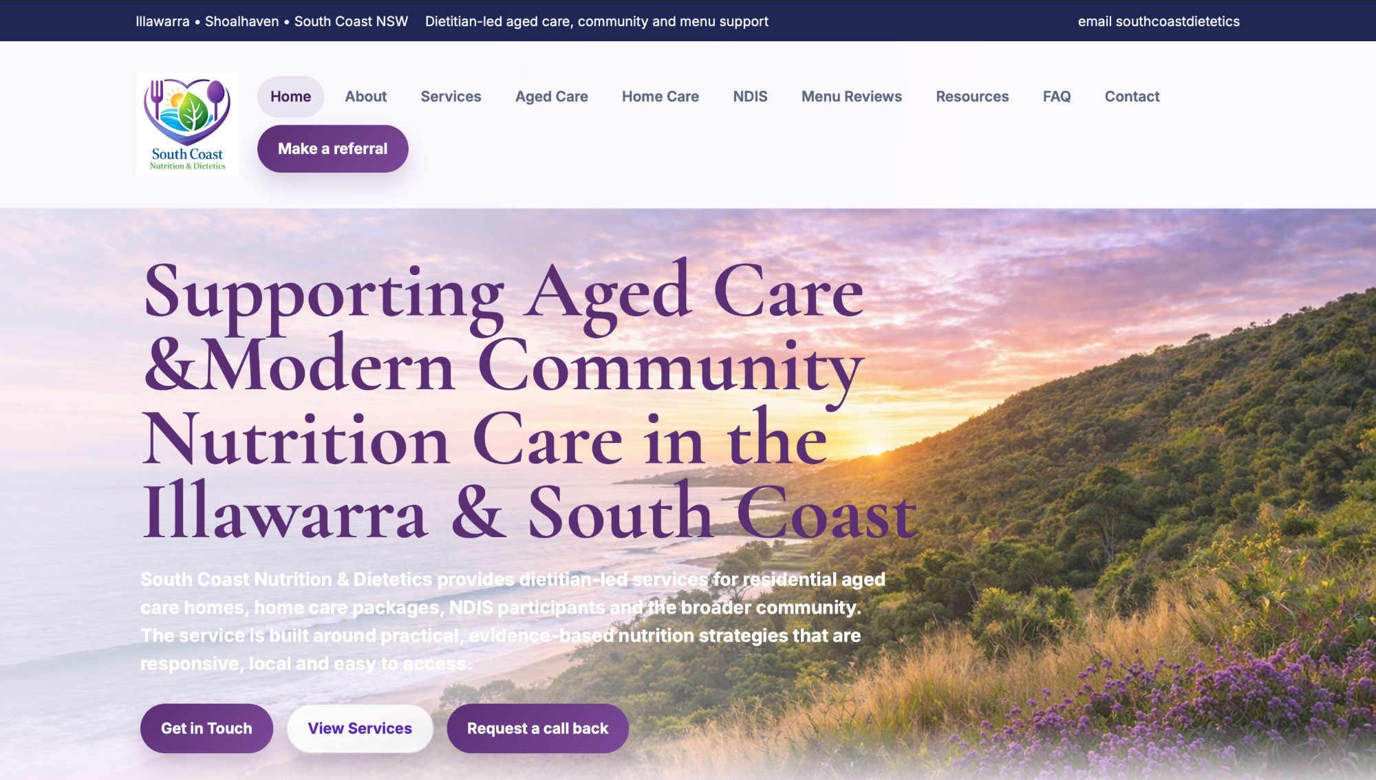 South Coast Nutrition & Dietetics website